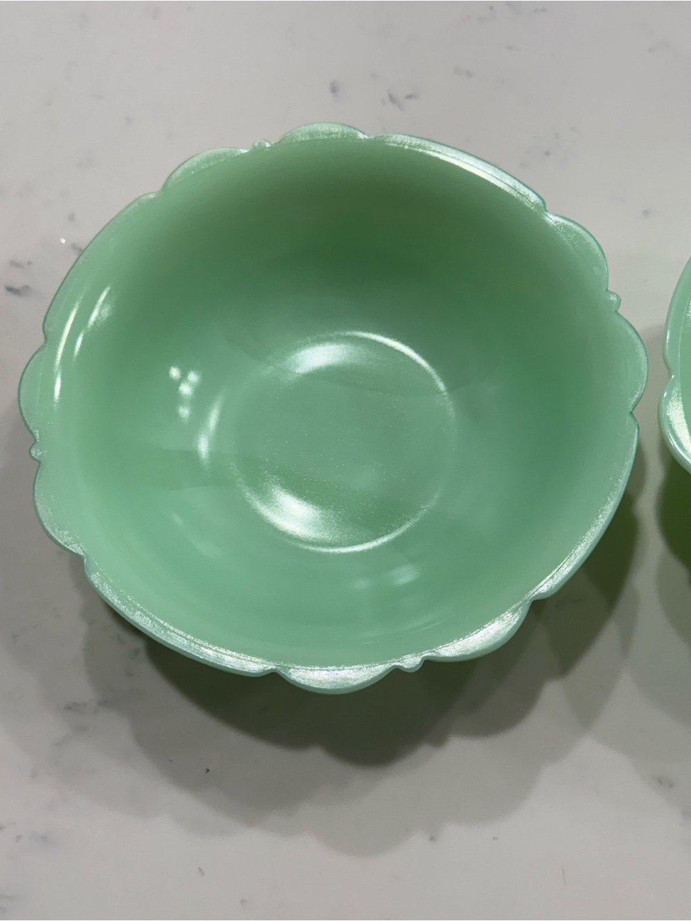 McKee Set of 3 jadeite Scalloped Rim Bowls MCK Marked uranium glow serving